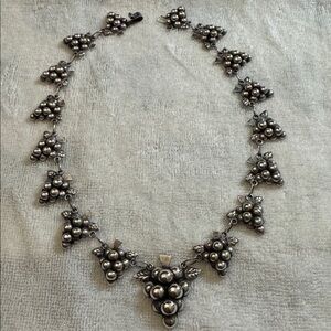 Elegant Silver Grape Cluster Necklace